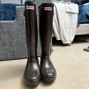 Tall brown hunter boots